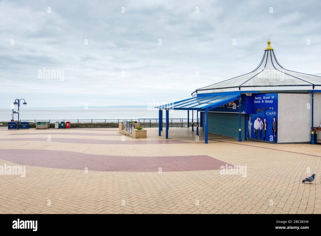 Marco's café at Barry Island, a famous Gavin & Stacey location, is closed during the Covid-19 crises. Stock Photo