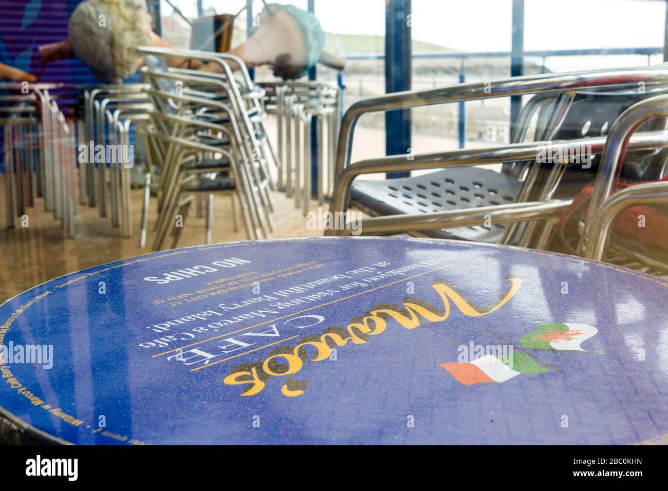 Marco's café at Barry Island, a famous Gavin & Stacey location, is closed during the Covid-19 crises. Stock Photo