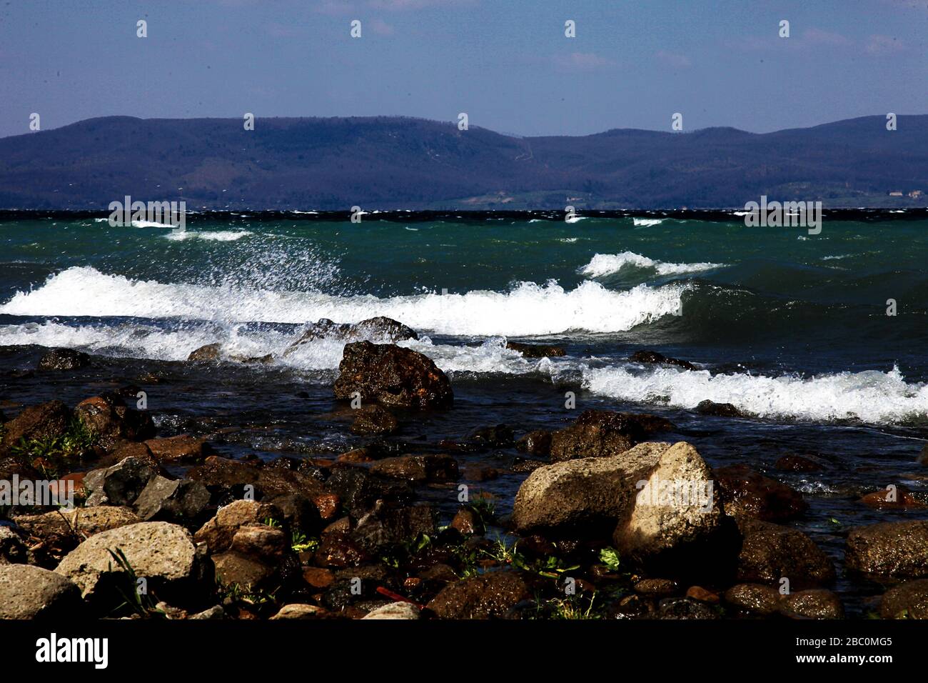 Landscape wives Bracciano lake, Anguillara Sabazia Lake (Rome) Italy Stock Photo