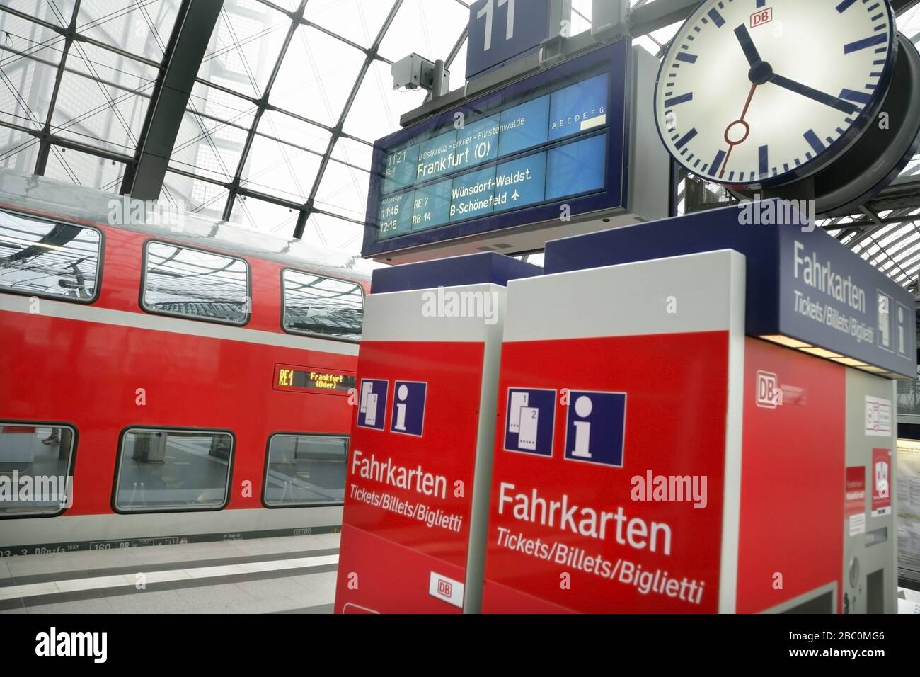 Self-service Ticket Machines And Train Information Panels At The ...