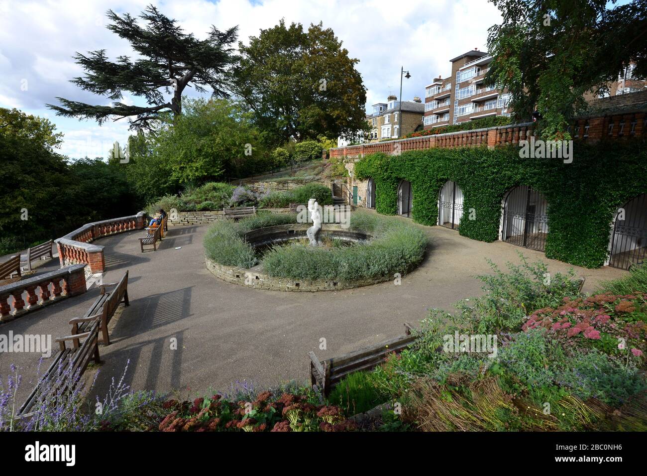 Terrace Gardens, and the statue of Aphrodite - or Bulbous Betty, London, UK Stock Photo