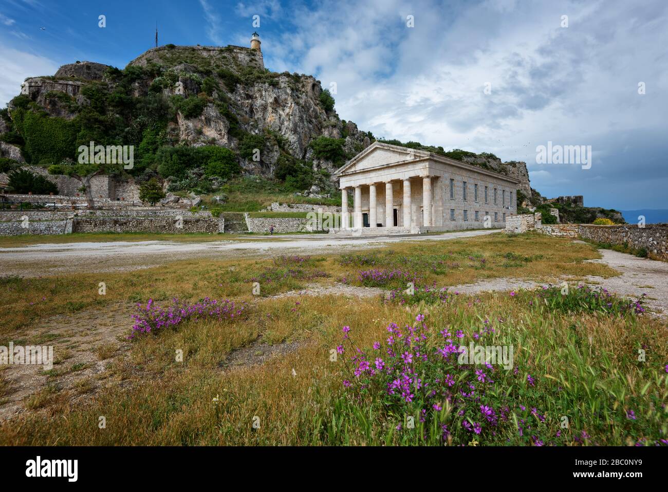 Magnificent cloudy lanscape. The old fortress, Corfu island, Greece Stock Photo