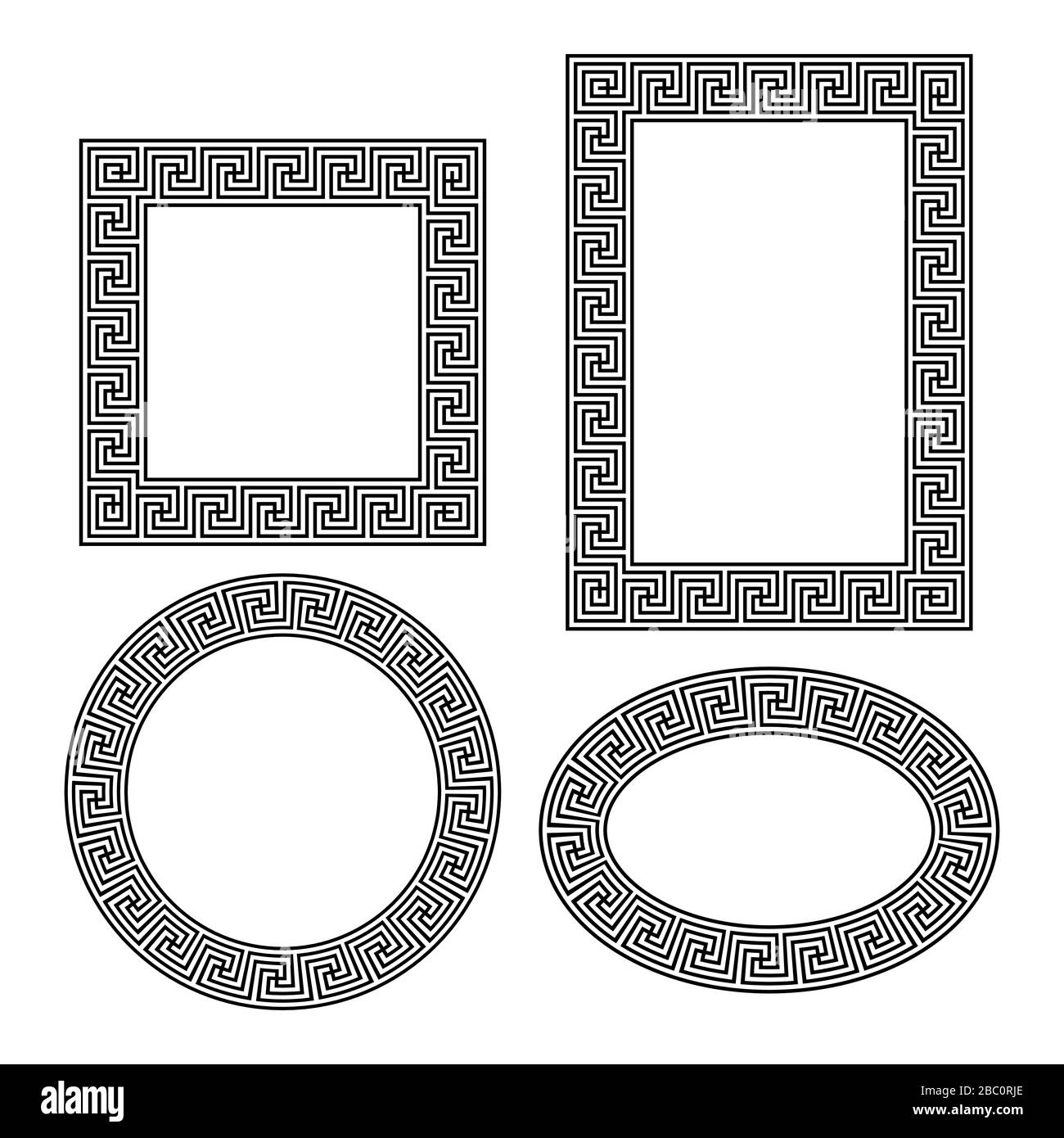 Greek key border frame round, square set. Vector Stock Vector Image ...
