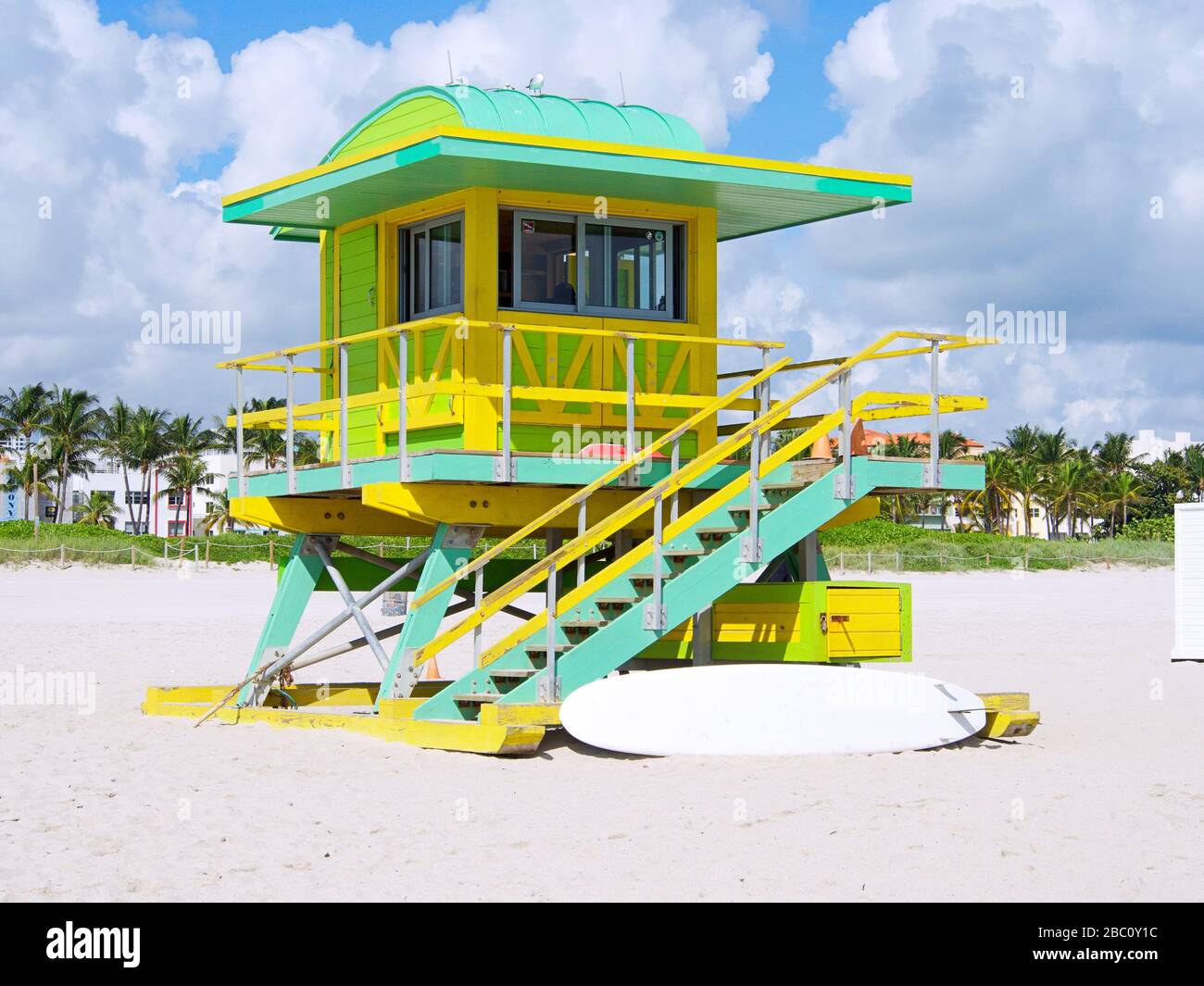 Miami Beach, Florida, USA,27.10.2019.Colourful lifeguard Tower in South Beach on a beautiful summer day. Stock Photo