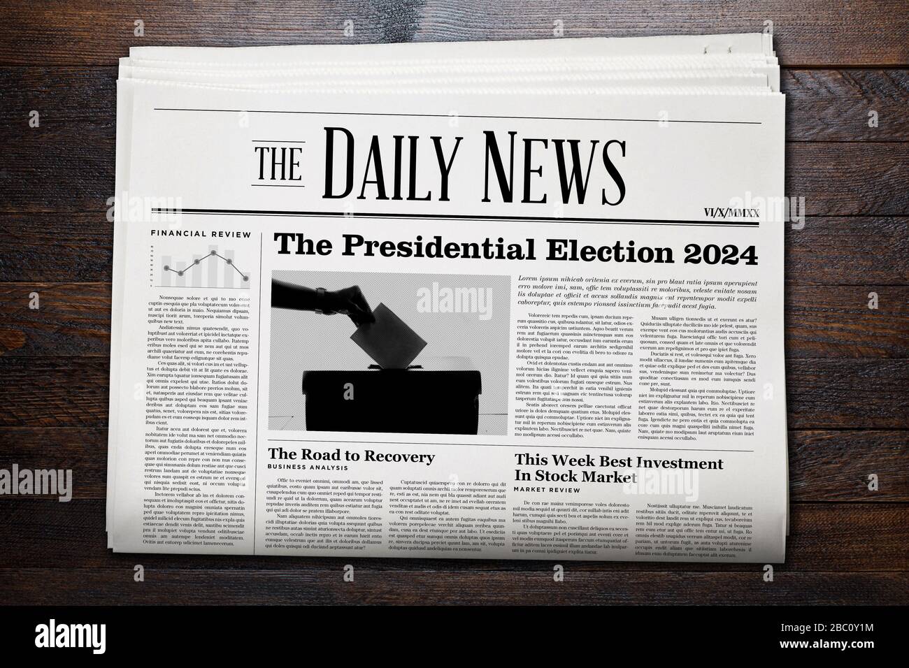 Presidential election 2024 news on daily newspaper. Stock Photo