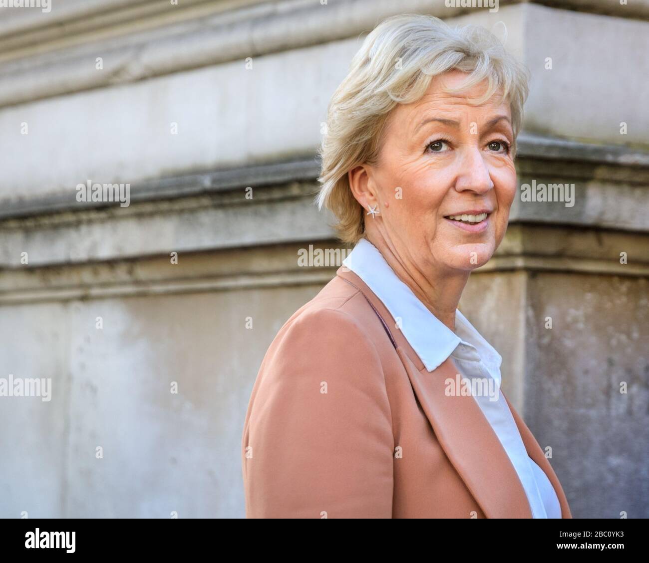 Andrea Leadsom, MP, Conservative politician, Leader of the House of Commons, enters Downing Street in Westminster, London Stock Photo