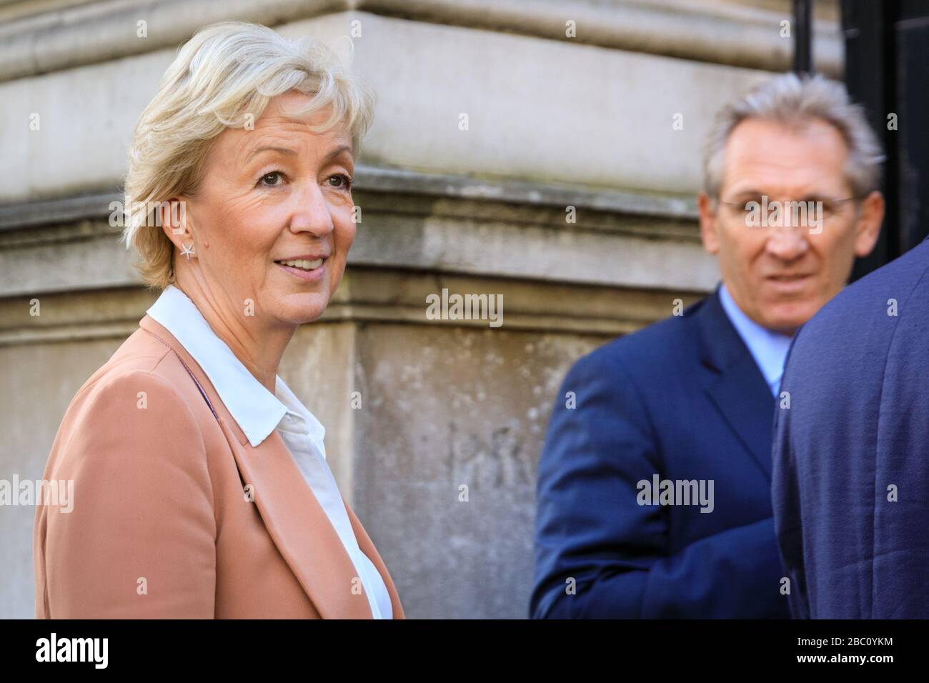 Andrea Leadsom, MP, Conservative politician, Leader of the House of Commons, enters Downing Street in Westminster, London Stock Photo