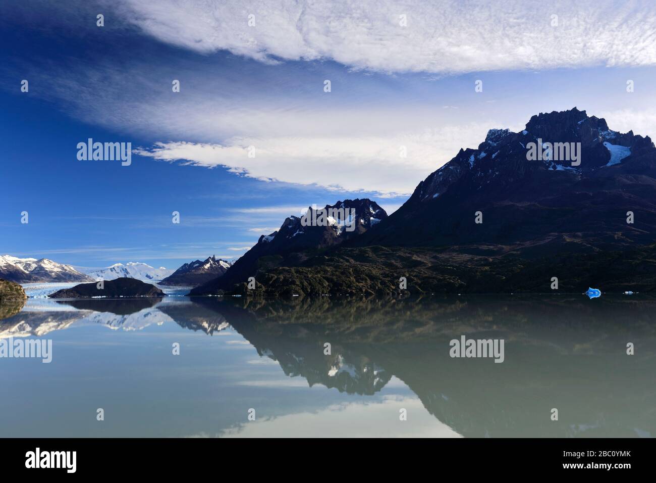 View of the Grey Glacier, Lago Grey, Torres del Paine National Park, Magallanes region, Patagonia, Chile Stock Photo