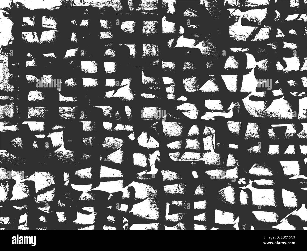 Distress grunge vector textures of fabric. Black and white background ...