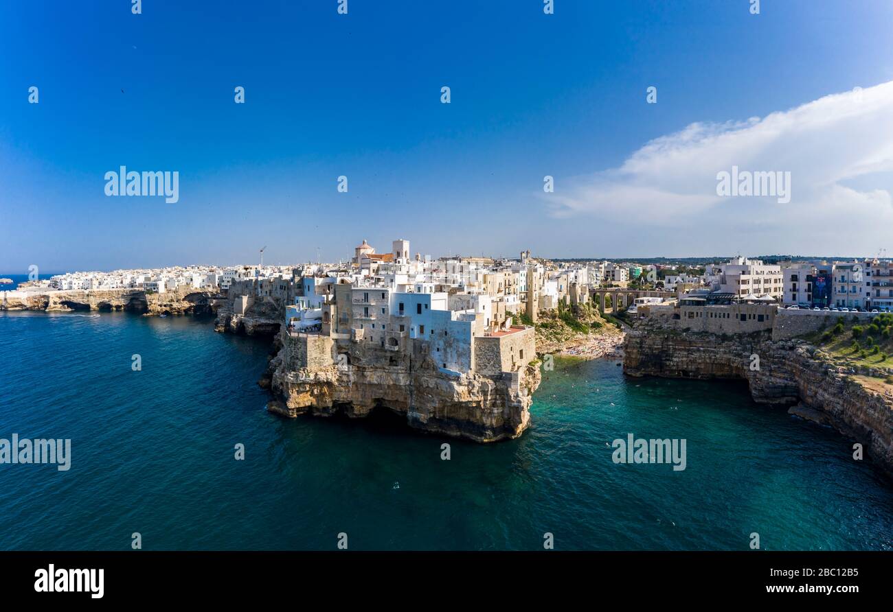 Luftaufnahme, Italien, Süditalien, Apulien,  Polignano a Mare Stock Photo