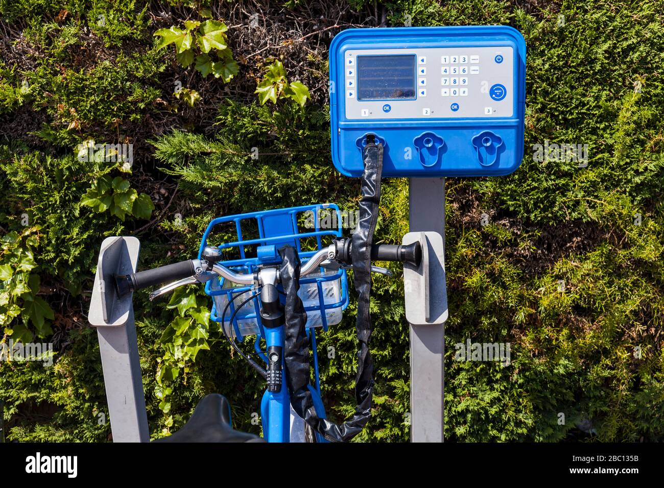 France, Alpes-Maritimes, Cagnes-sur-Mer, Bicycle renting station Stock Photo