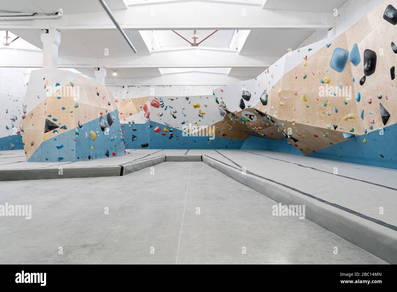 Interior of a bouldering hall Stock Photo