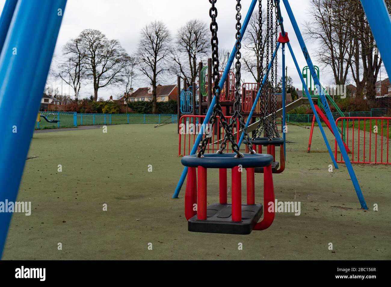 Empty childrens playground. Wordsley. West Midlands. UK Stock Photo