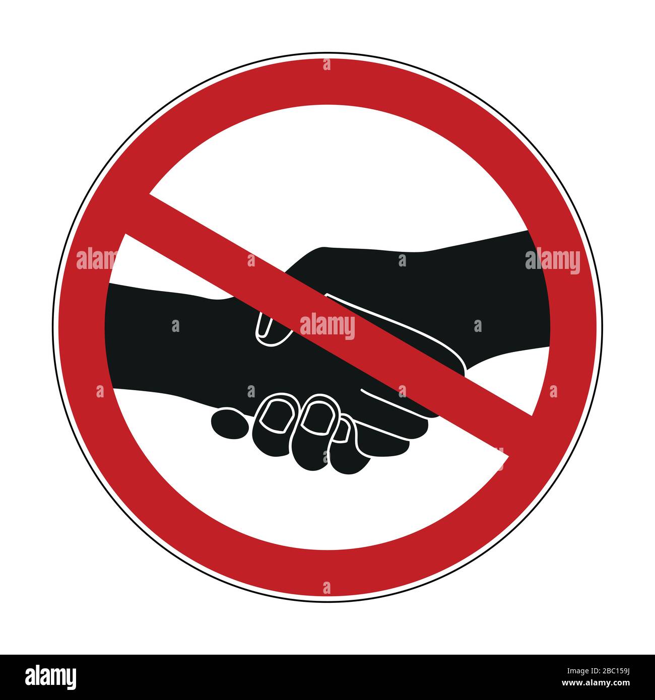 shaking hands prohibited warning sign vector illustration EPS10 Stock Vector