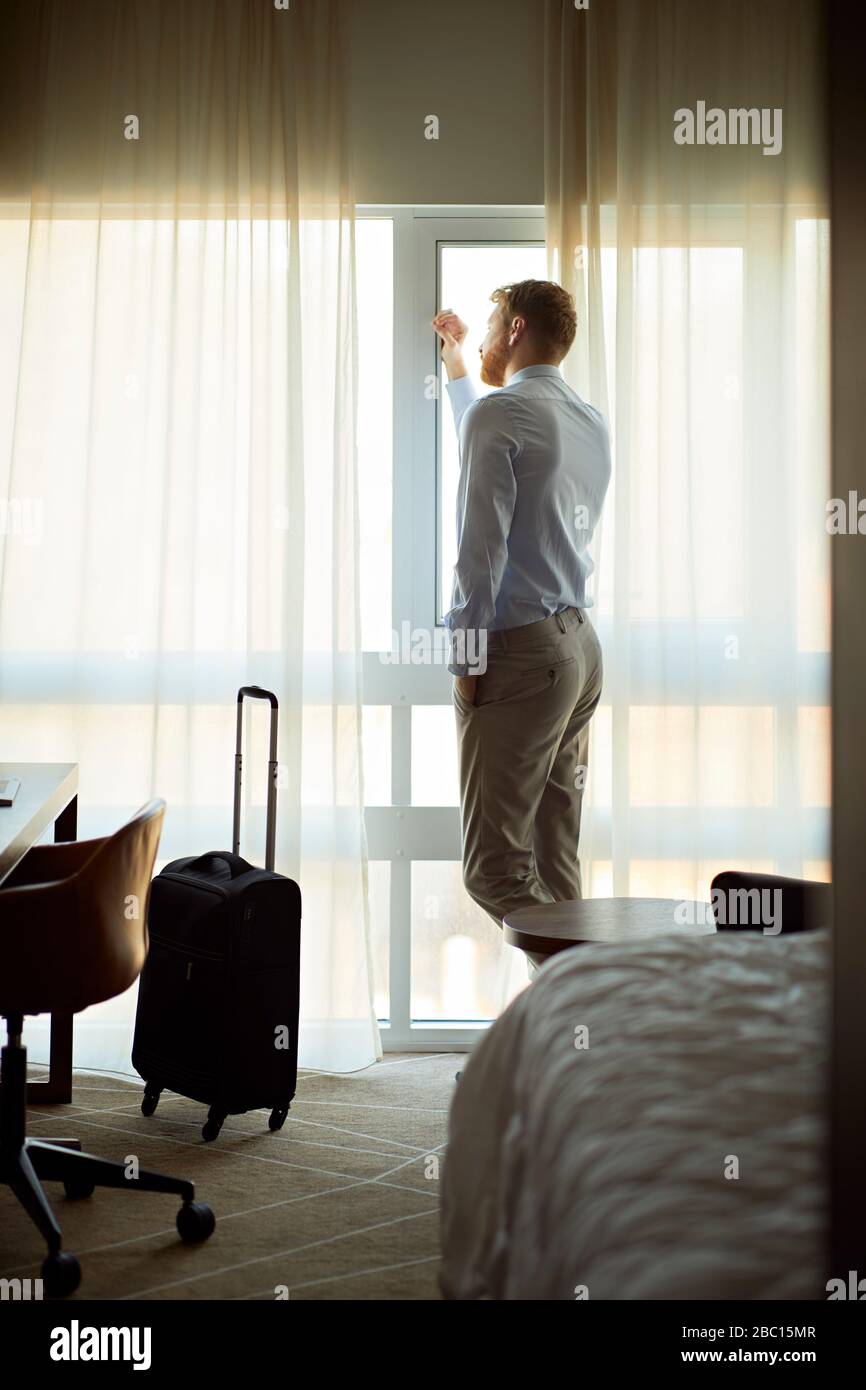 Elegant Bearded Groom Standing Window Businessman Hotel Room Man Window  Stock Photo by ©ivankyryk 460556816