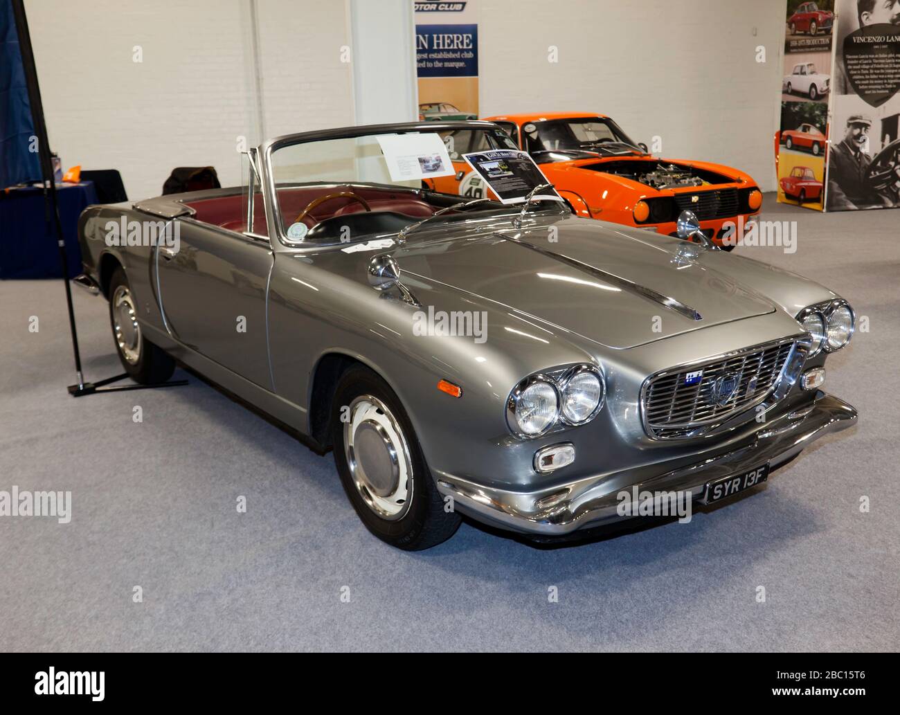 Three-quarter Front view of a 1967, Lancia Flavia Vignale Iniezione, on display at the 2020 London Classic Car Show Stock Photo