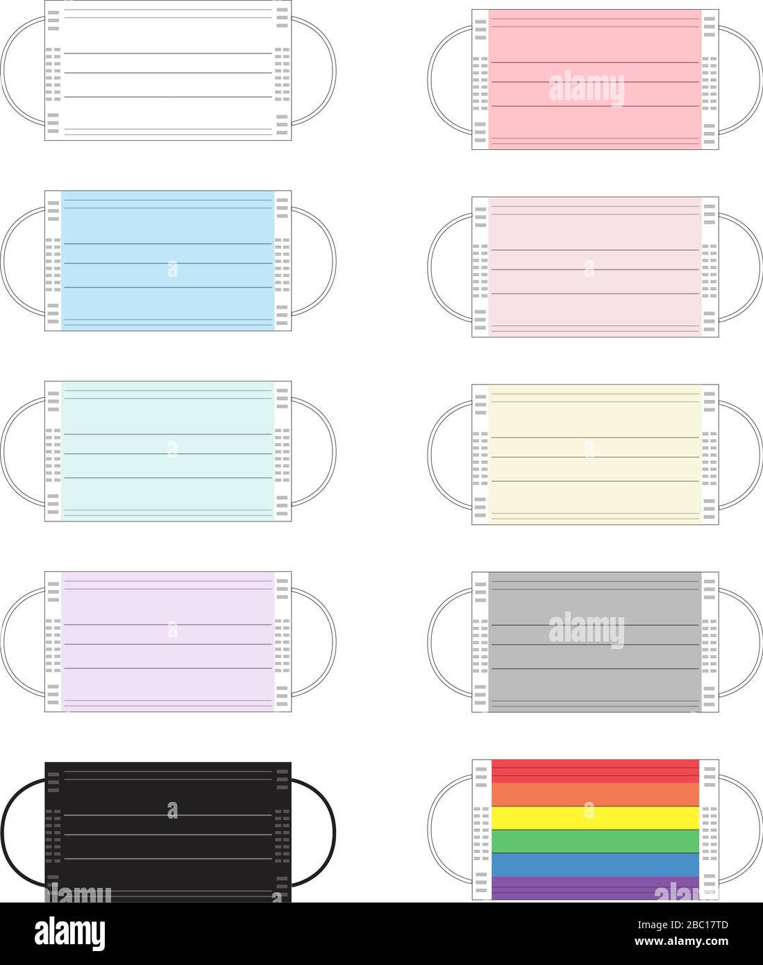 Download 10 Face Mask Designs Illustration Includes Colors In Pink Baby Blue White Lemon Yellow Rainbow Color Black And More Stock Photo Alamy PSD Mockup Templates