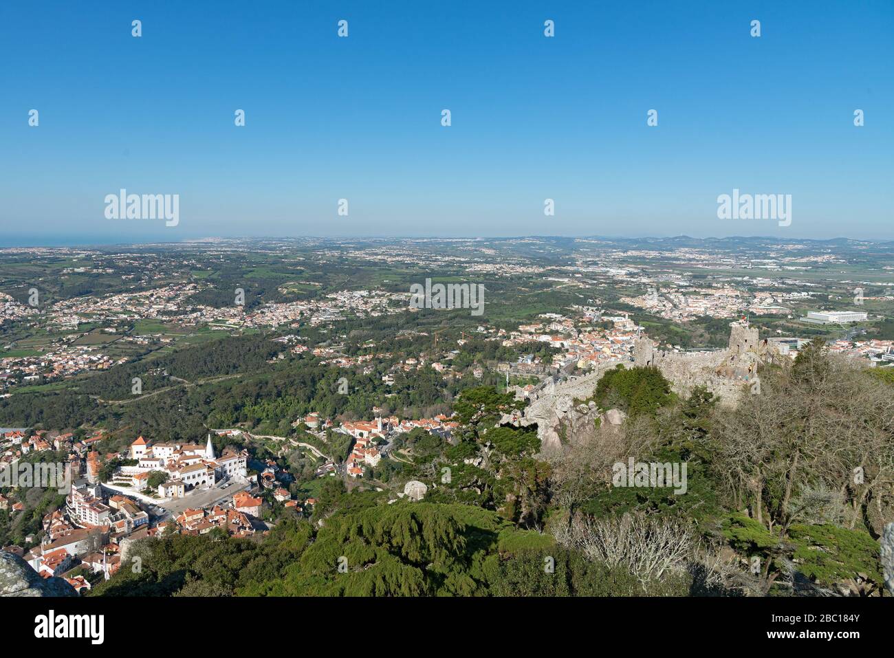 Sintra, Portugal - February 2020: castle of the Moors (Castelo dos Mouros) Stock Photo