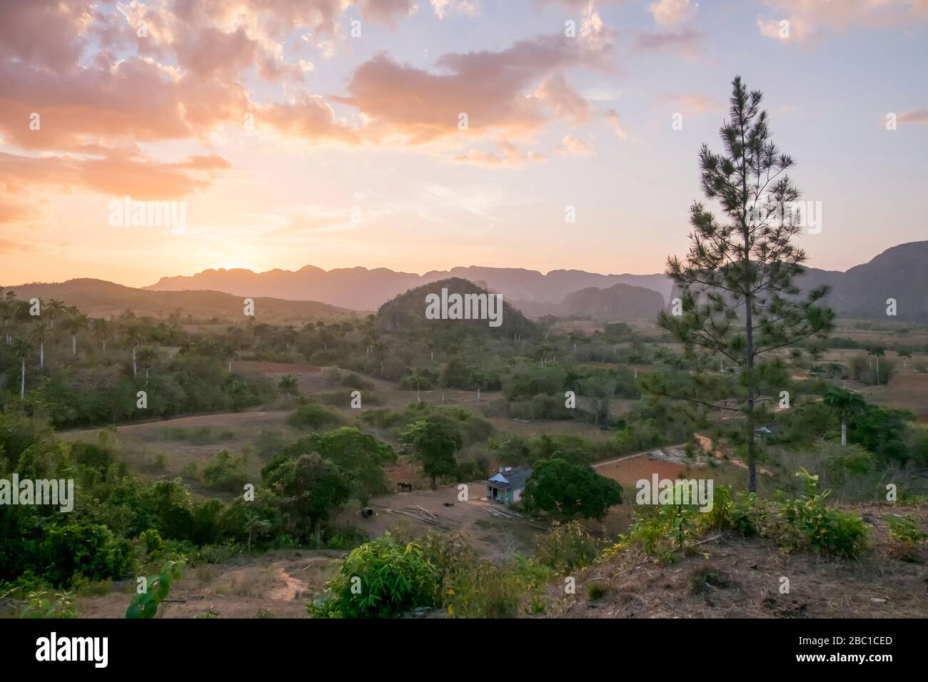 Scenics of Valle de Vinales at sunset, Pinar del Rio, Cuba Stock Photo