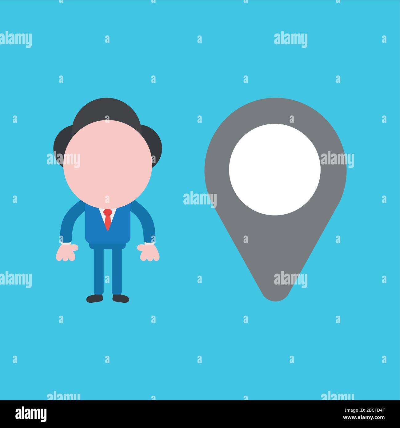 Vector illustration concept of businessman character with map pointer ...