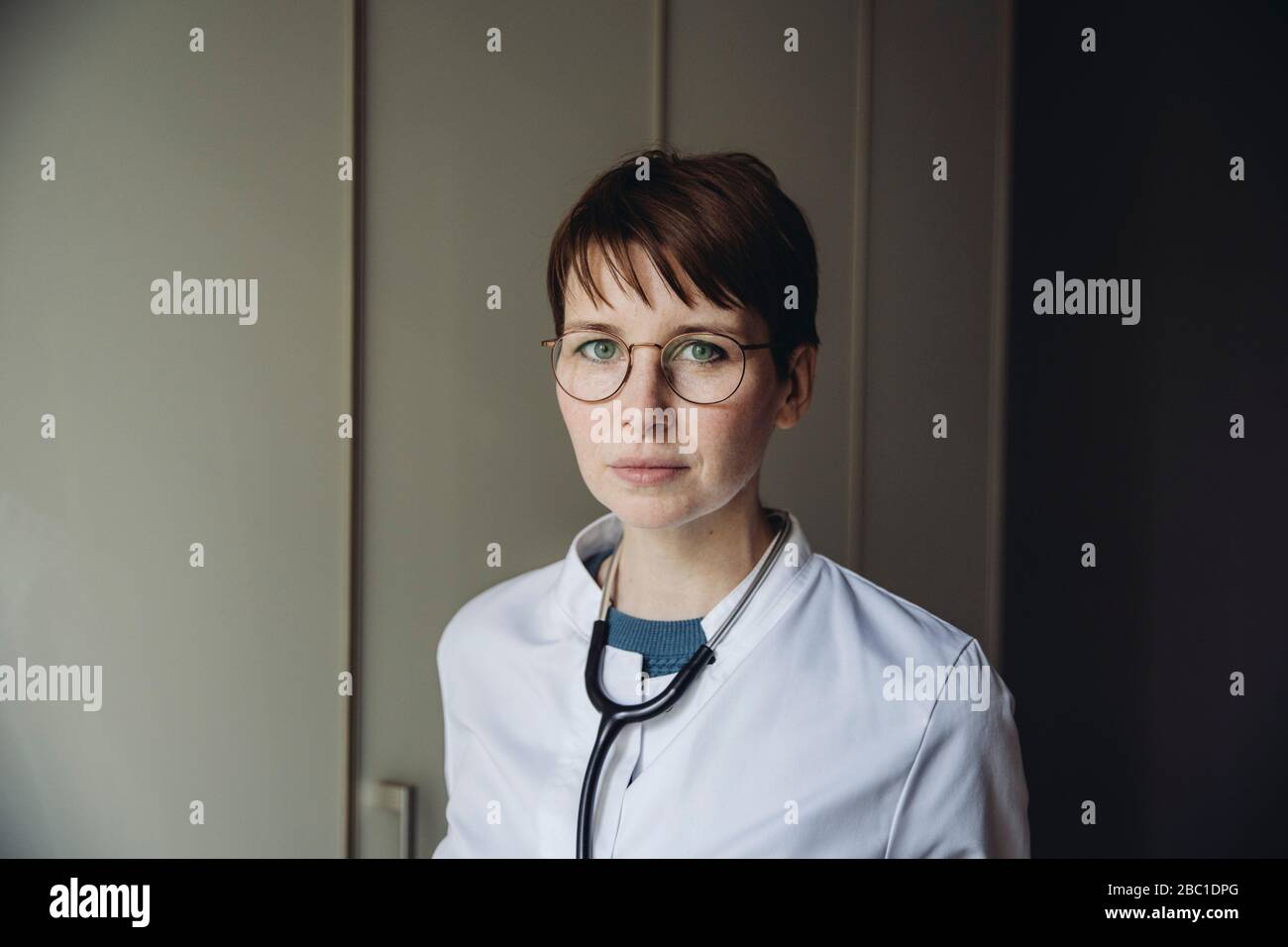Portrit of female doctor with stethoscope Stock Photo