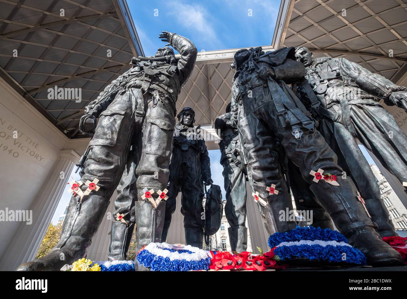 LONDON-  RAF Bomber Command Memorial in Mayfair by Hyde Park Corner Stock Photo