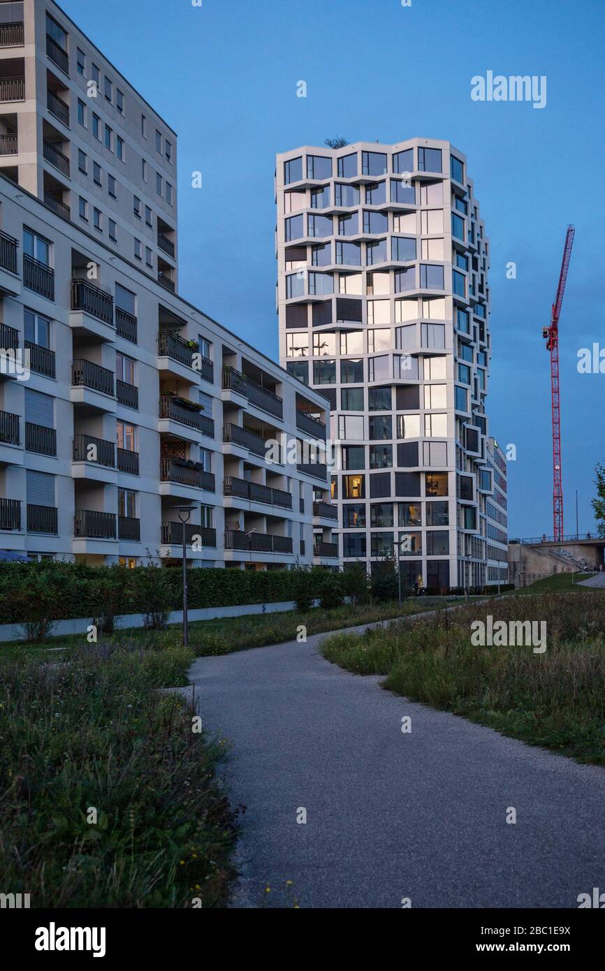 Modern high-rise residential building in Munich, Germany Stock Photo