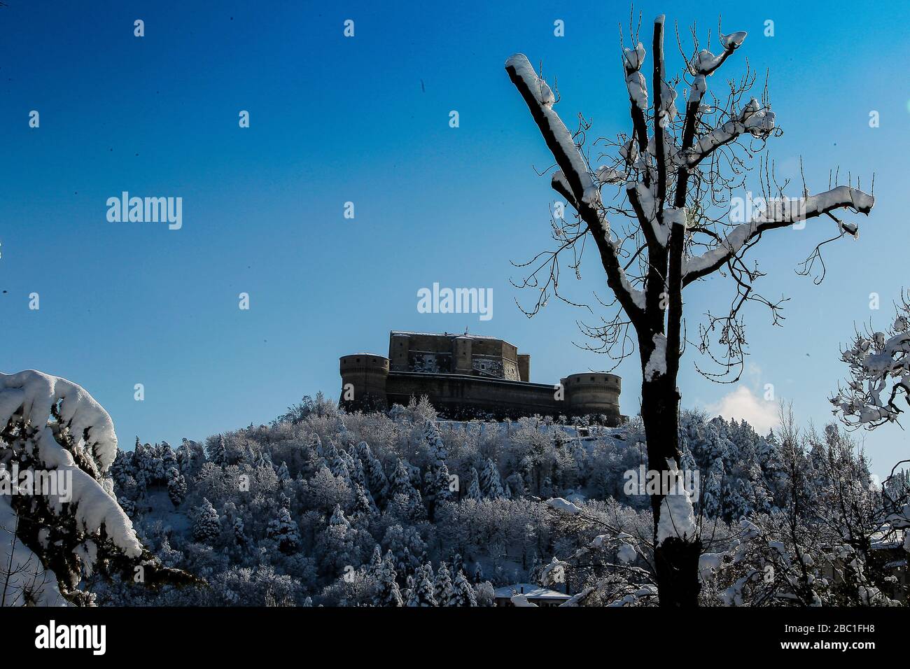 view of the castle of San Leo. Romagna Italy Stock Photo