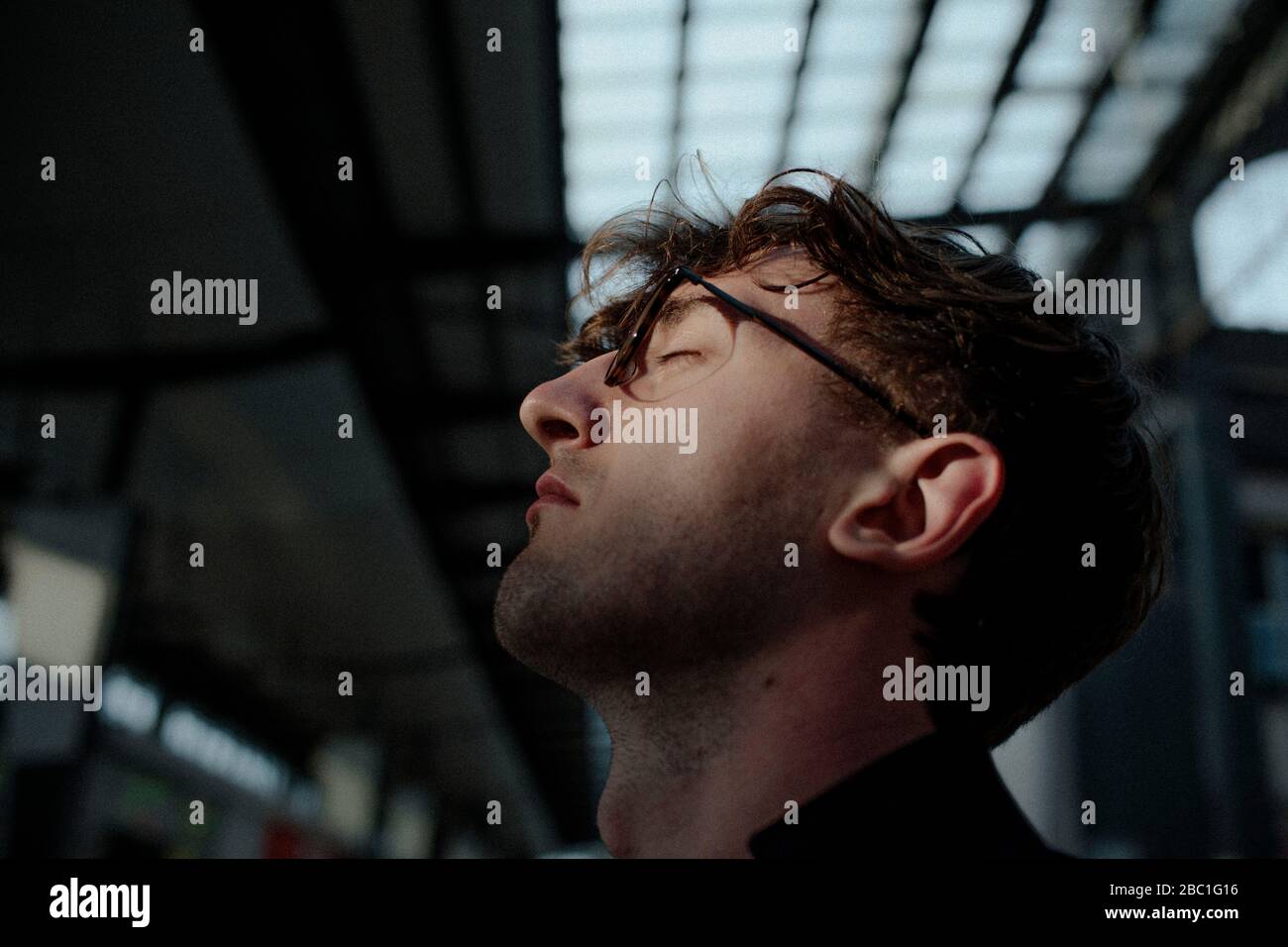 Profile of young man with eyes closed Stock Photo