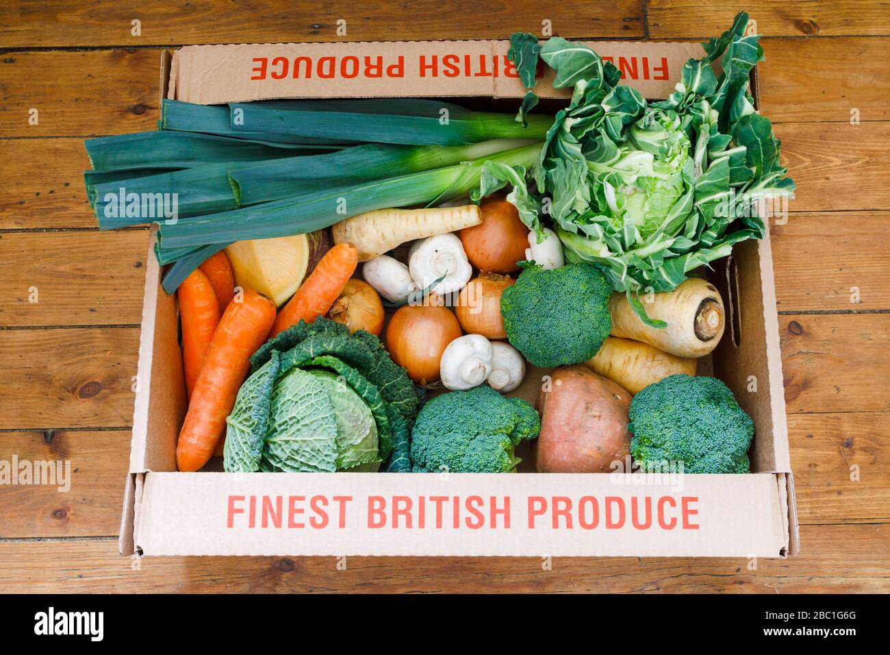 Box of fresh seasonal mixed vegetables Stock Photo Alamy