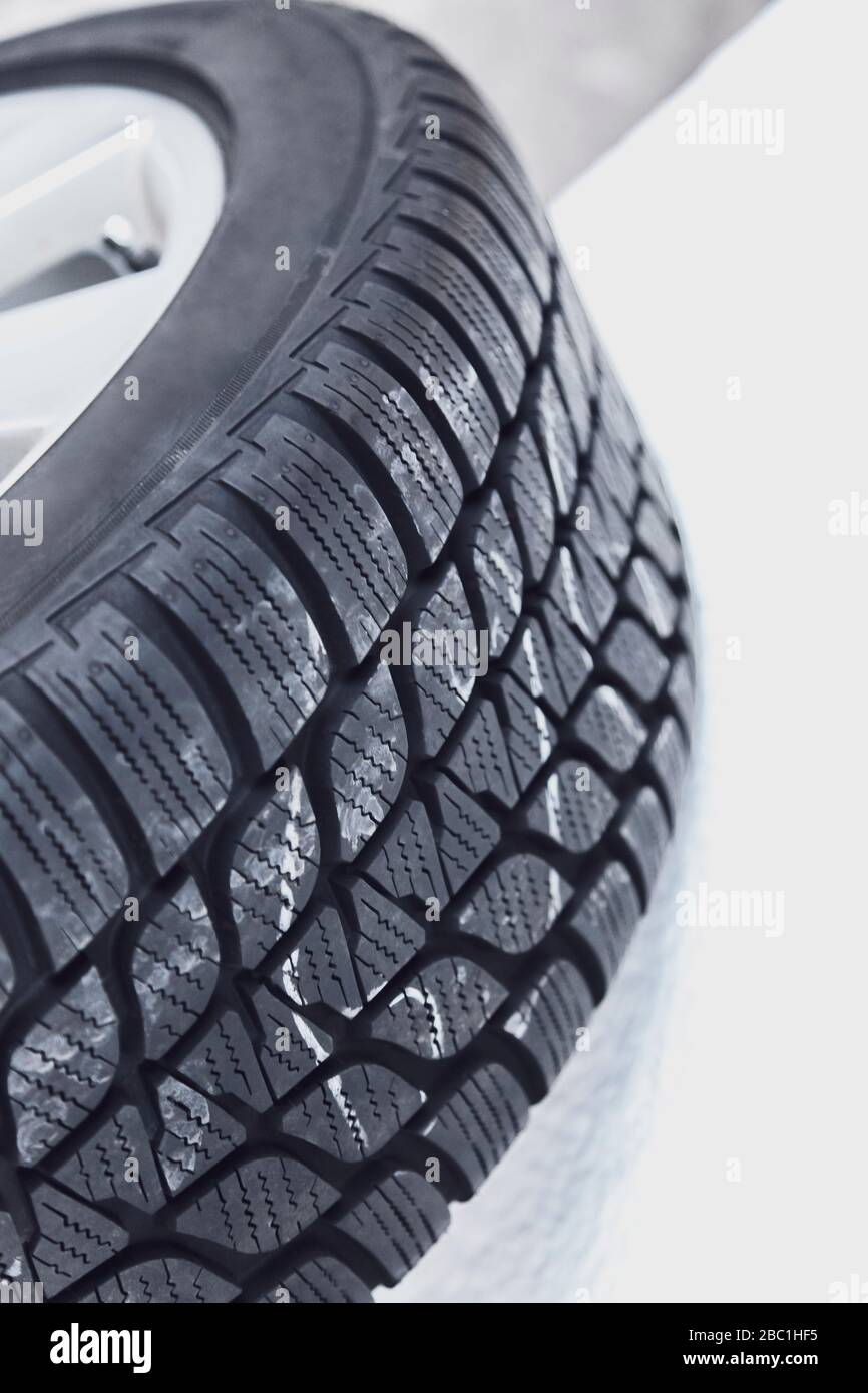 Close-up of winter tire Stock Photo