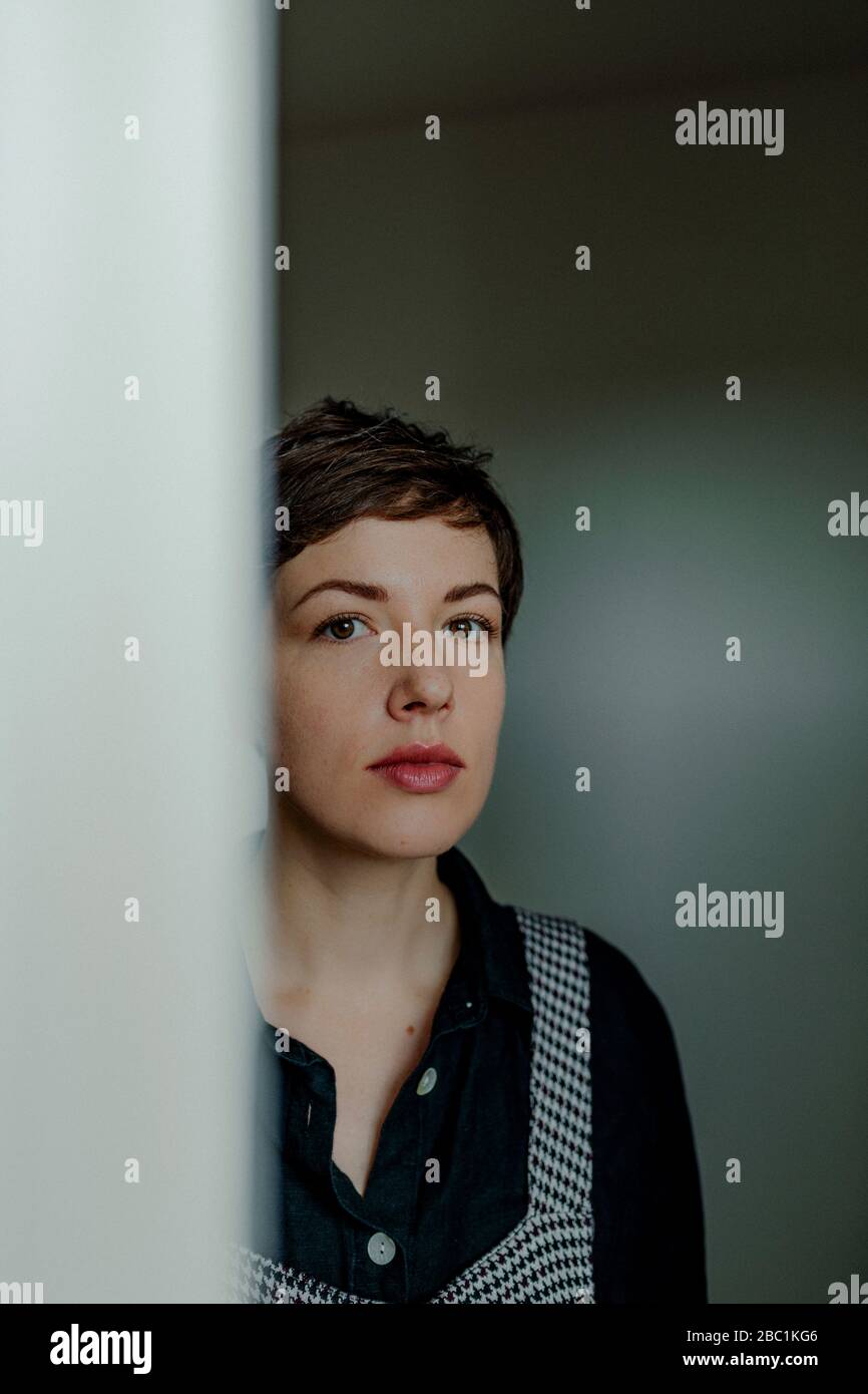Portrait of a short-haired woman Stock Photo