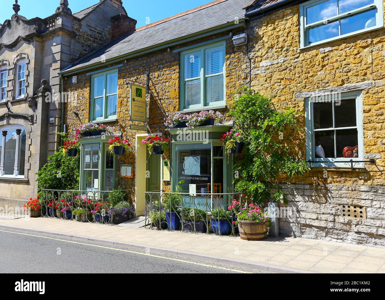 The Bakehouse, a coffee shop, café and Thai restaurant at Castle Cary, Somerset, England, UK Stock Photo
