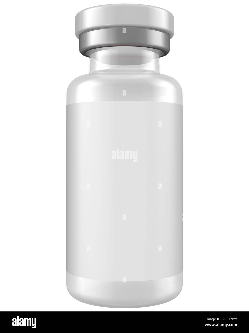 Realistic 3D 10ml Vial Glass Bottle Mock Up Template on White Background.3D Rendering,3D Illustration Stock Photo