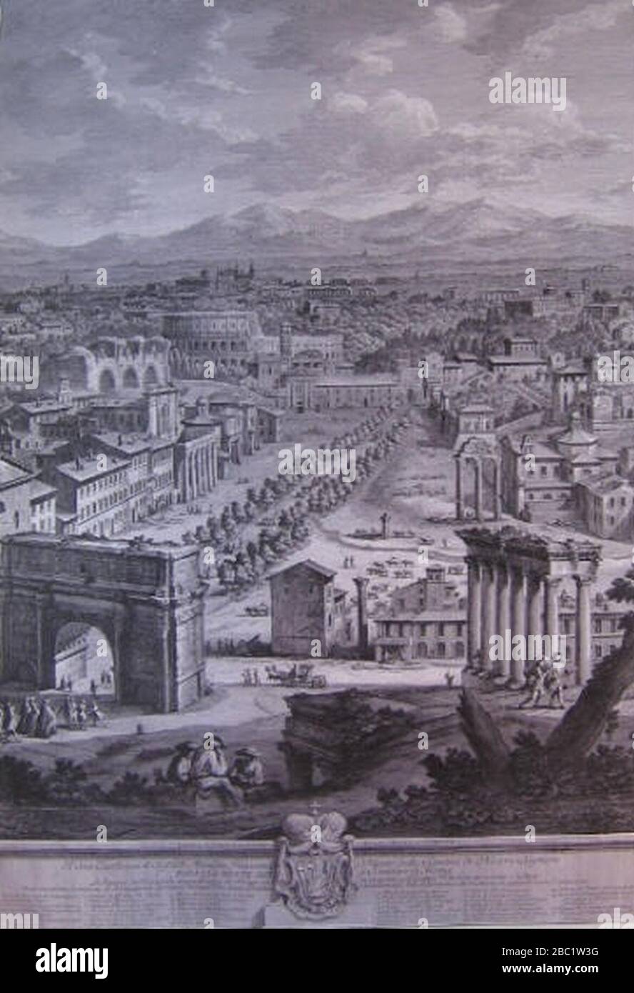 Grand View of Campo Vaccino (1765) by Giuseppe Vasi. Stock Photo