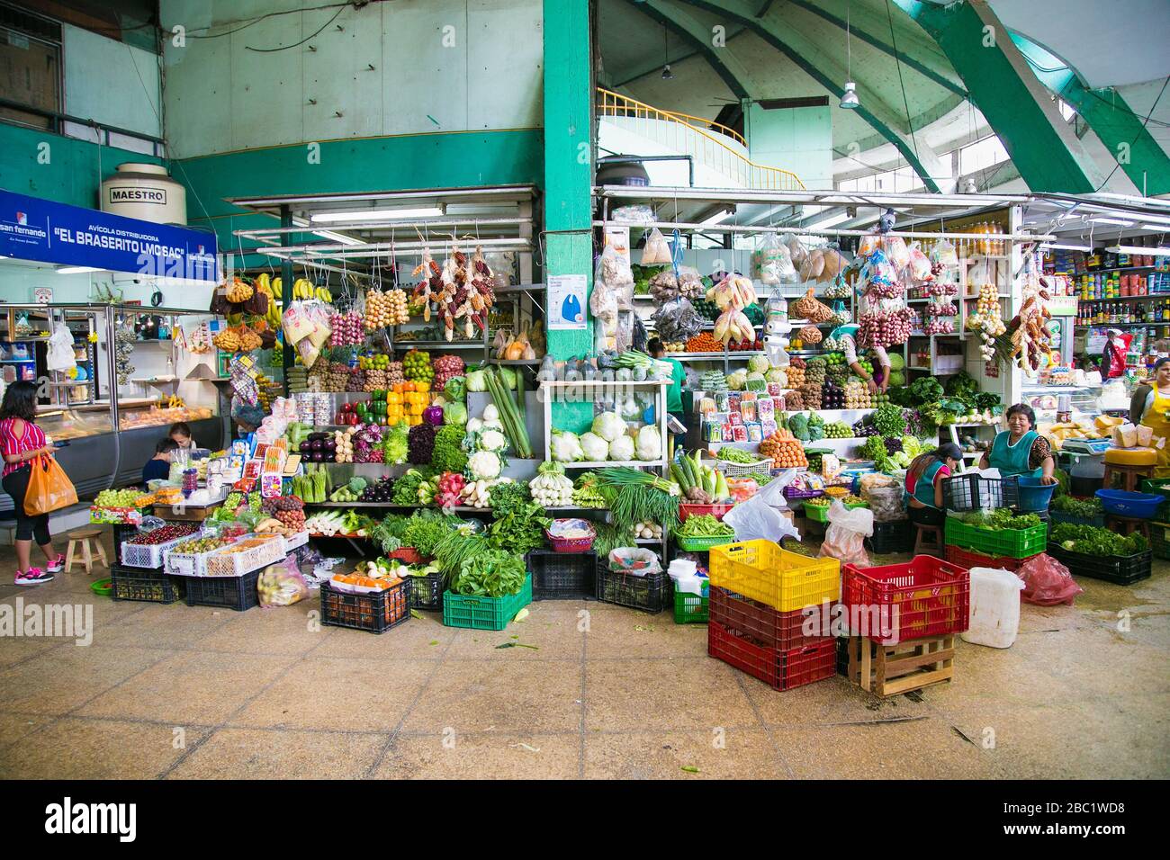 lima, Peru-Jan 11, 2019: Public vegetables market  in Miraflores district. Lima, Peru. Stock Photo