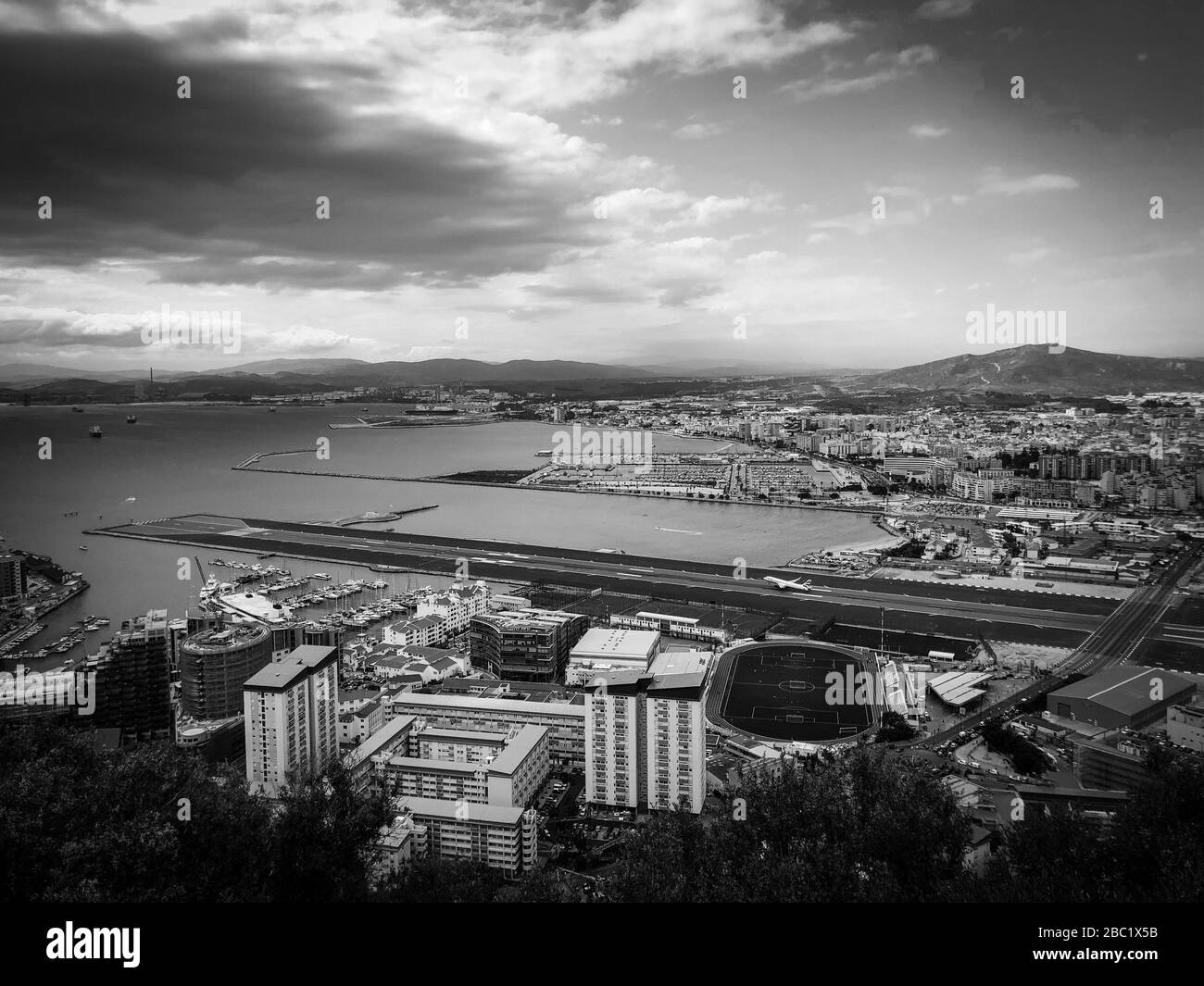 Aerial view gibraltar Black and White Stock Photos & Images Alamy