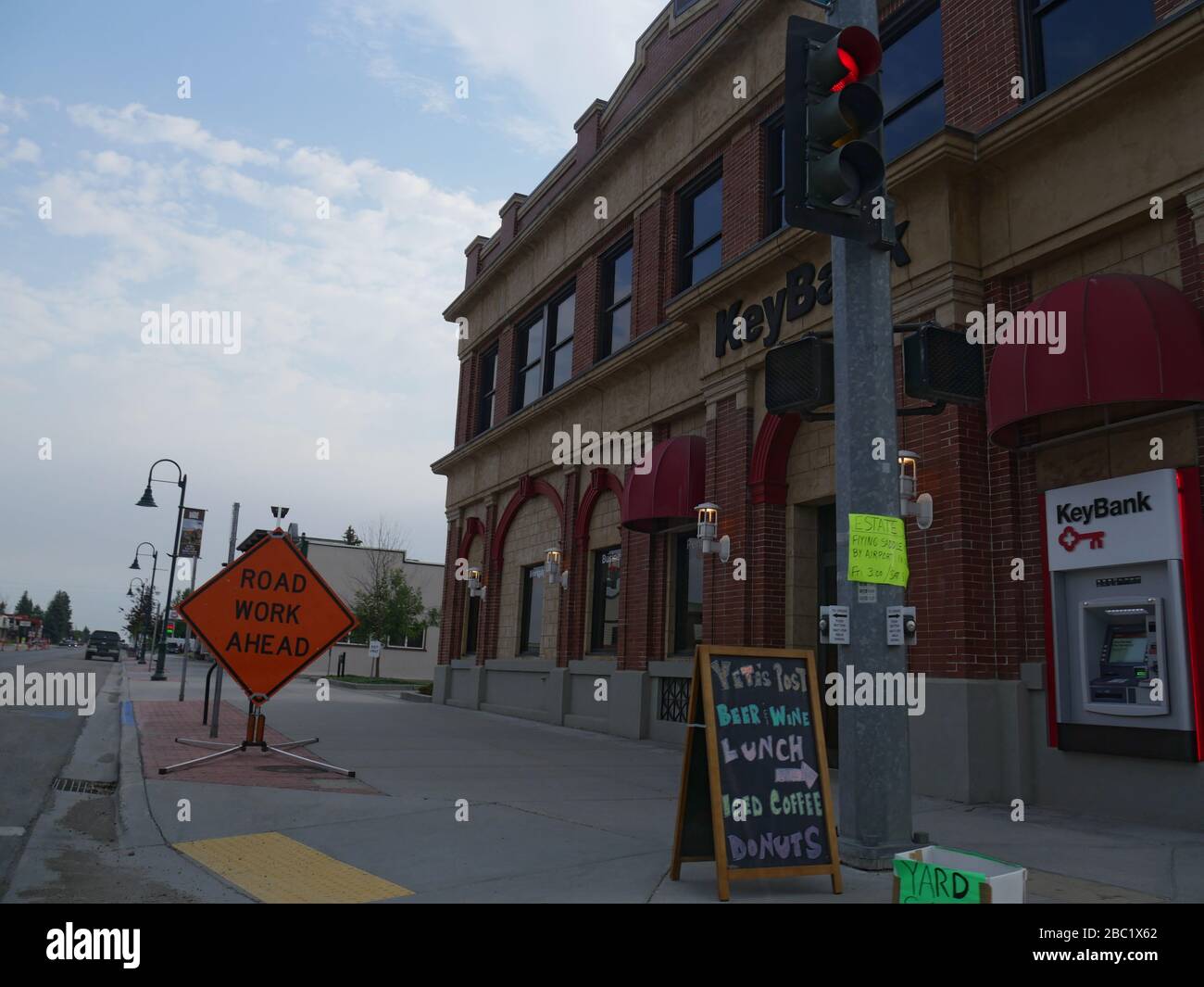 Driggs, Idaho- August 2018: Street photography with roadside signs in Driggs, Idaho. Stock Photo