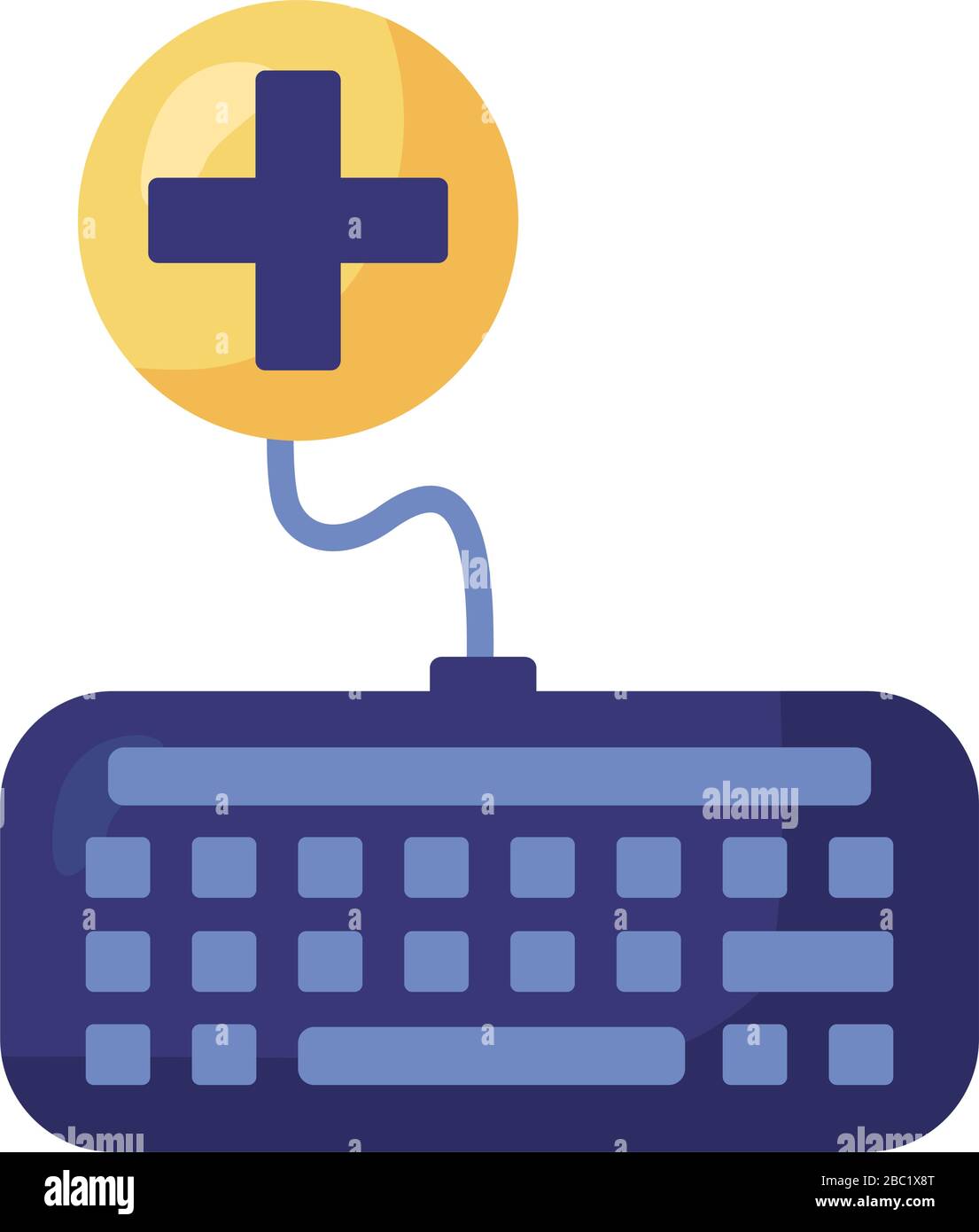 keyboard with medical symbol health online detaild style Stock Vector