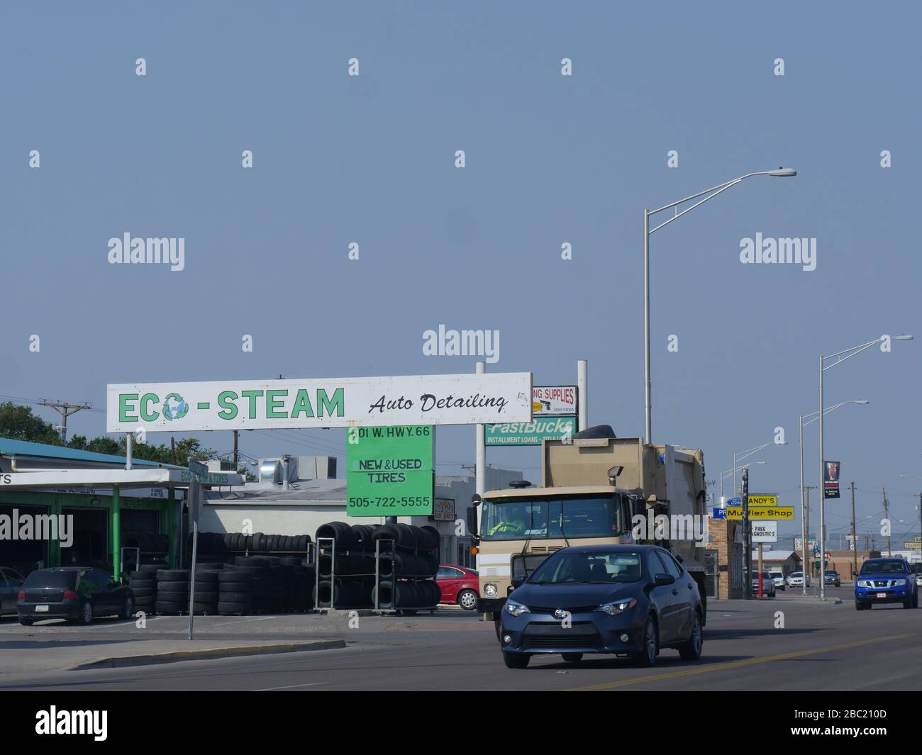 Gallup, New Mexico August 2018 Street view with cars on the road with