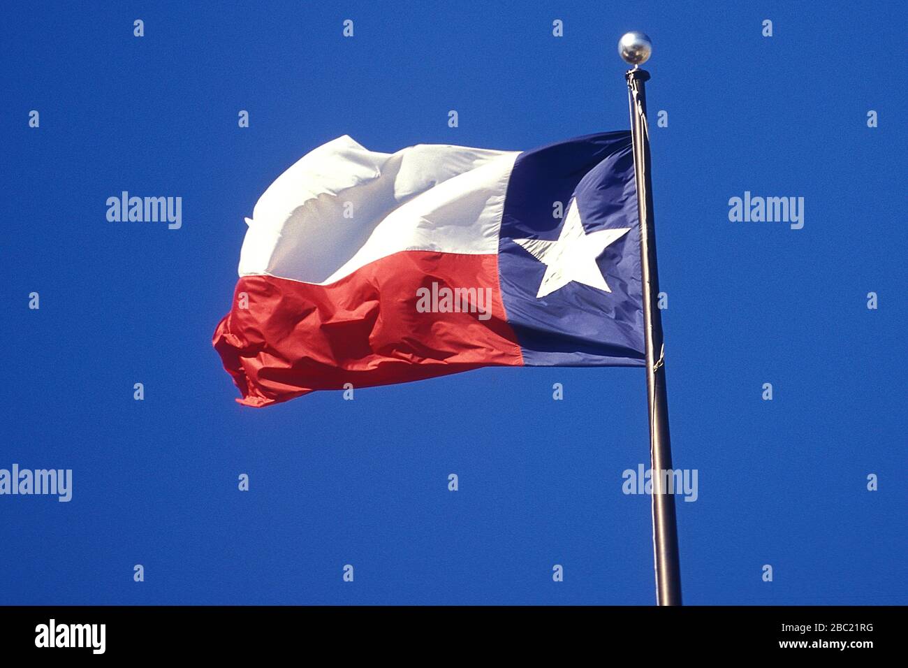 Texas Flag in Austin Texas on a road trip. 1995 Stock Photo