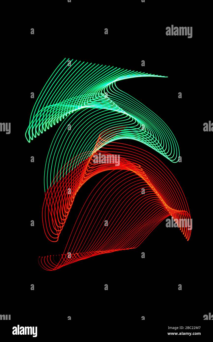 Light Trails Made With Colour Changing LED Light Strip Stock Photo