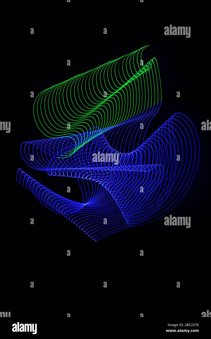 Light Trails Made With Colour Changing LED Light Strip Stock Photo