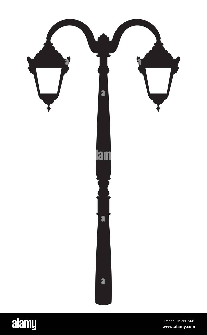 Retro style lamp post silhouette design on white background Stock Vector  Image & Art - Alamy