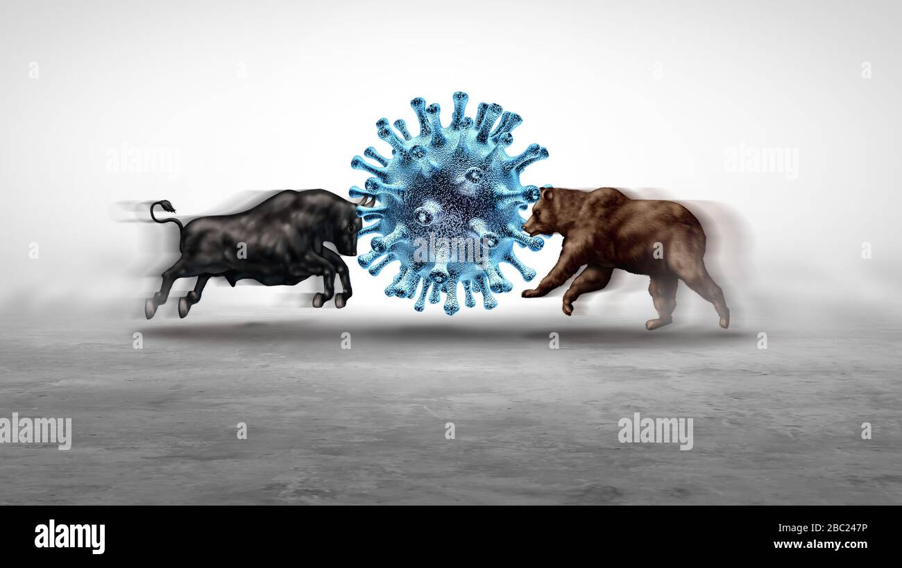 Economic And Pandemic Outbreak and Stock market virus fear or bull and bear  economy crisis and sick financial health as a business recession concept  Stock Photo - Alamy