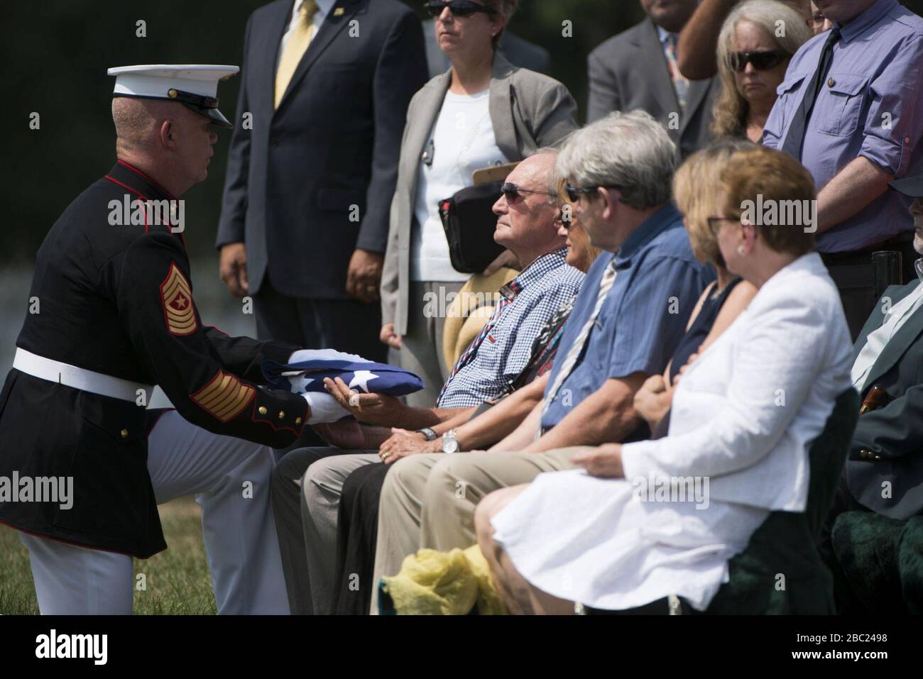 Graveside service for U.S. Marine Corps Pfc. Anthony Brozyna in Section 60 of Arlington National Cemetery (29258996432). Stock Photo