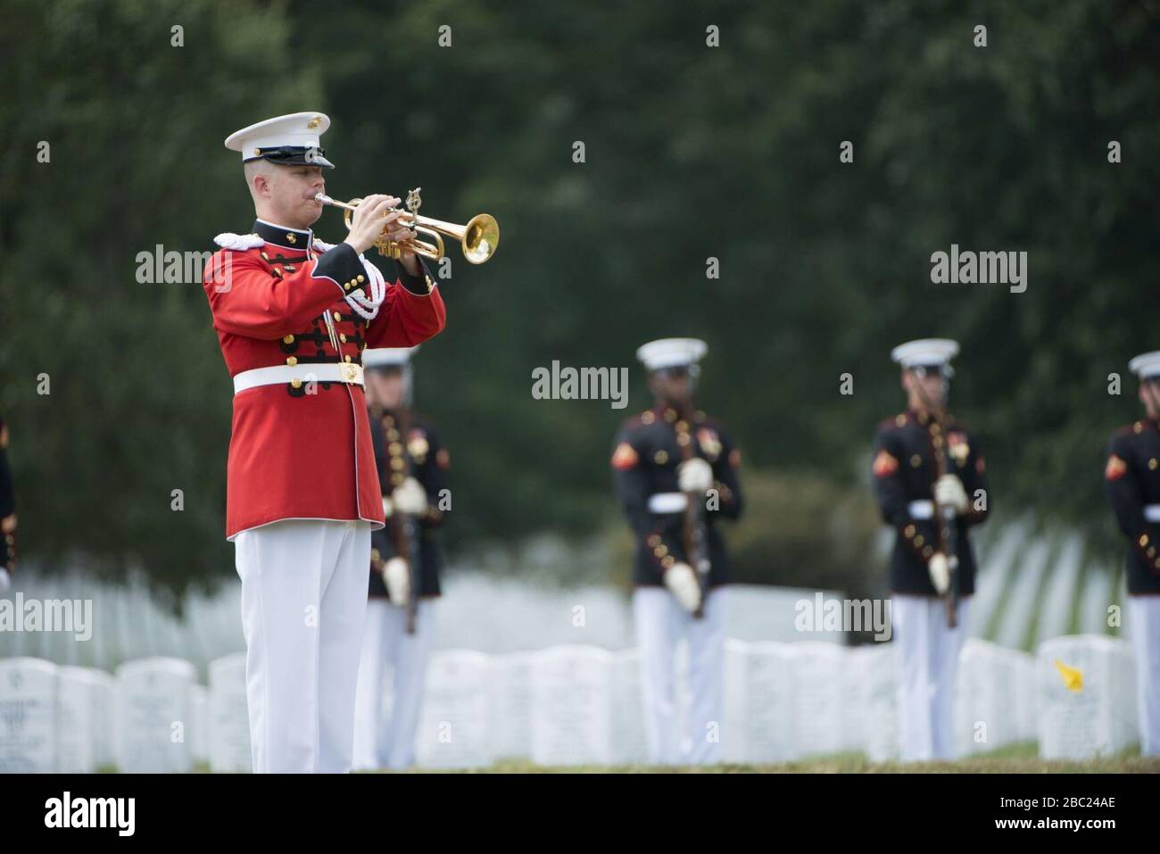 Graveside service for U.S. Marine Corps Pfc. Anthony Brozyna in Section 60 of Arlington National Cemetery (29367171045). Stock Photo