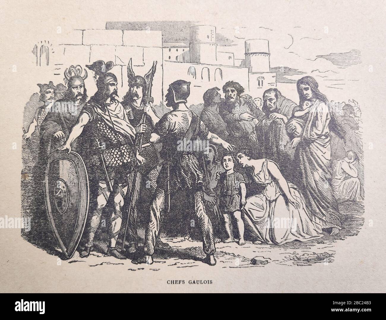 Illustration of a meeting of Gallic leaders by Gaildrau published in the late 19th century. Stock Photo