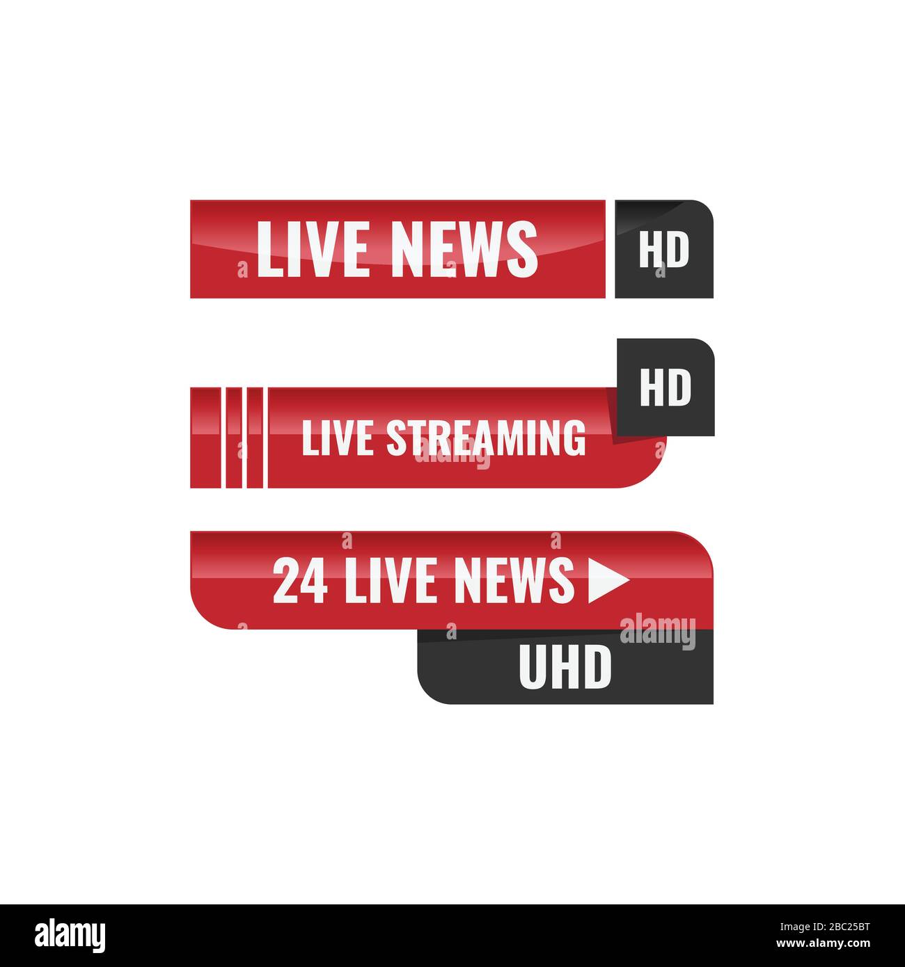 Vector tv news banner interface , news label strip or icon, live news, breaking news Stock Vector