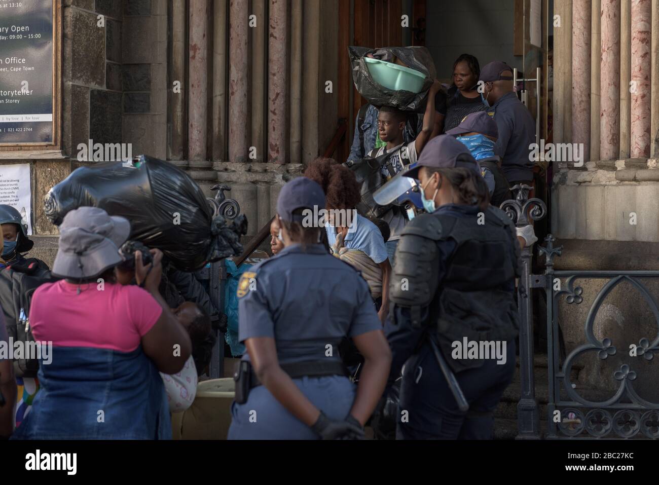 Refugees and asylum seekers from Africa were evicted from Cape Town's Central Methodists Church in South Africa after a six month occupation Stock Photo